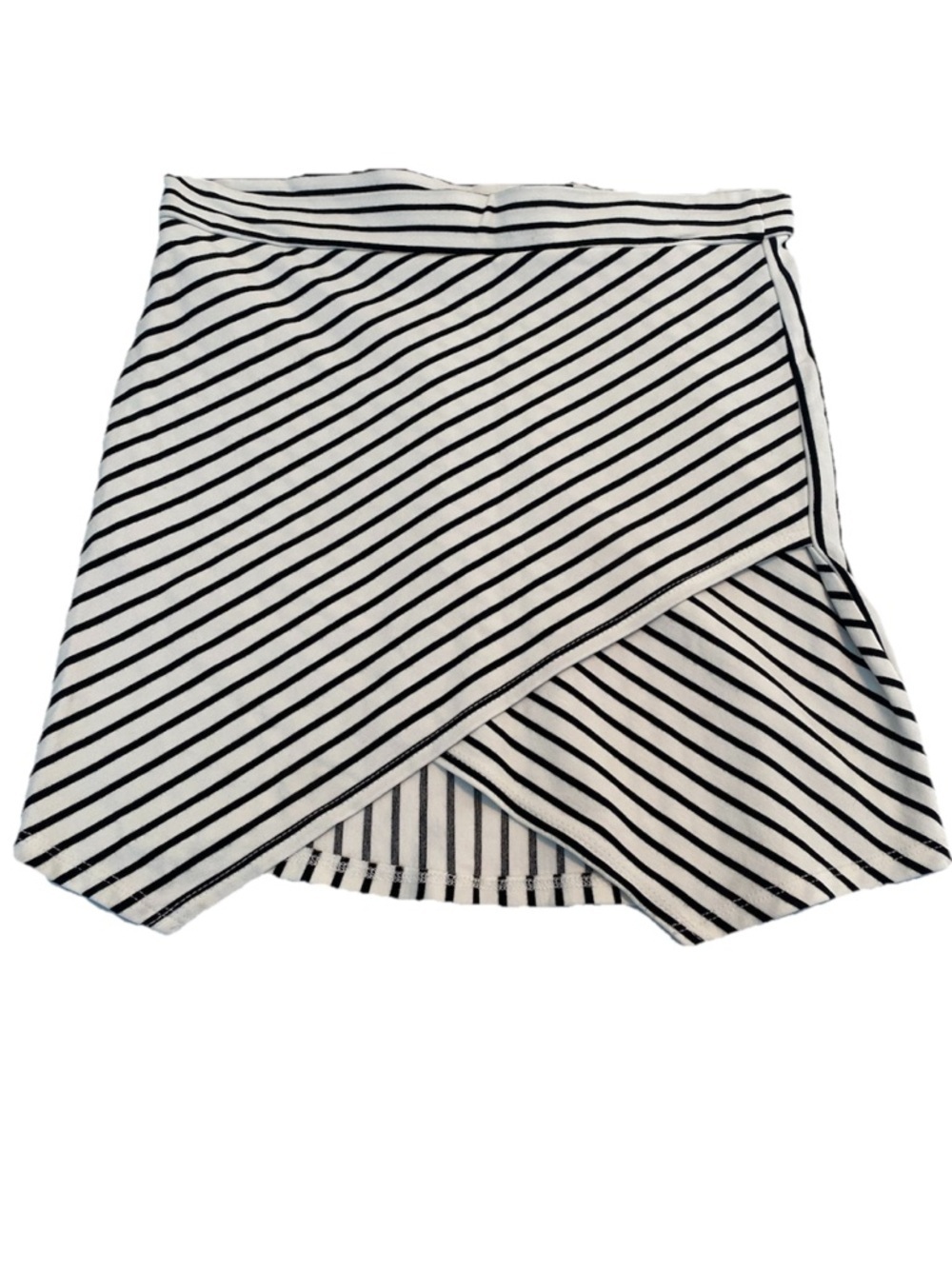 Lily Rain Women’s Asymmetrical Mini Skirt M Black White Striped Geometric